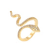 Gold Snake Shaped Ring with Diamonds Adjustable Size