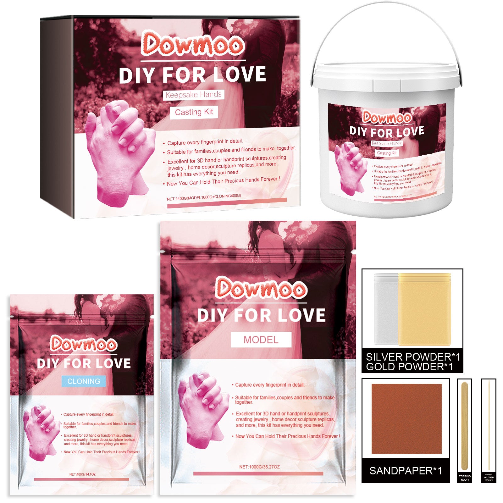 Couples Hand Model Clone Powder, DIY Gift 3D Hand Model Crafts Creative Home Decoration