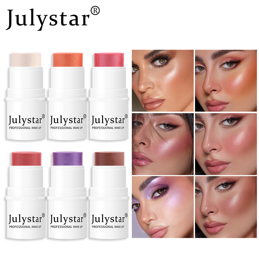 Multi Purpose Highlighting Blush Stick Matte Color Stick for Cheeks Eyeshadow Lips 6 Colors