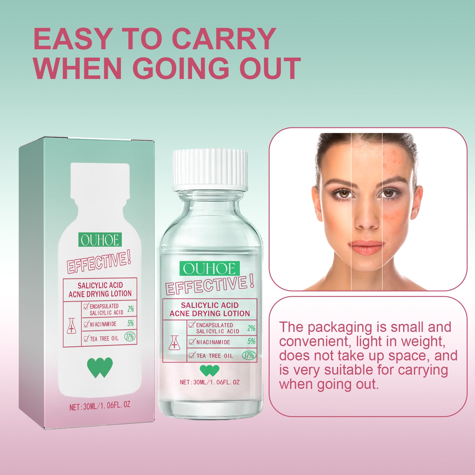 Salicylic Acid Acne Drying Serum, Gentle Repair Acne Skin Moisturizing Oil