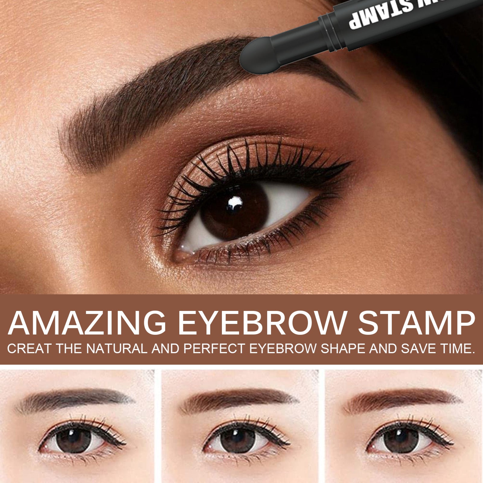 Easy Eyebrow Pencil Stamp with Shaping Tools, Moisturizing and Waterproof With Eyebrow Cards and Brush