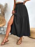 Frill High Slit Long Flowy Skirt