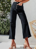 High Waist Cropped Wide Leg Jeans with Pockets