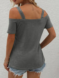 Strap Off-Shoulder Short Sleeve T-Shirt