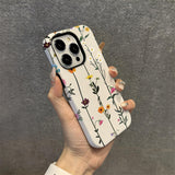 Floral Pretty Phone Case Apple 15 Double Layer Film Case 13pm Hard Case 14