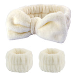 Soft Stretchy Bow Headband with Waterproof Wrist Strap Set for Face Washing