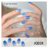 Gel Nail Art Patches Semi-Cured UV Light Nail Stickers Waterproof 16 Patch Sets with Many Designs Halloween Christmas Nail Art