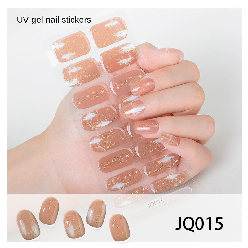 Gel Nail Art Patches Semi-Cured UV Light Nail Stickers Waterproof 16 Patch Sets with Many Designs Halloween Christmas Nail Art