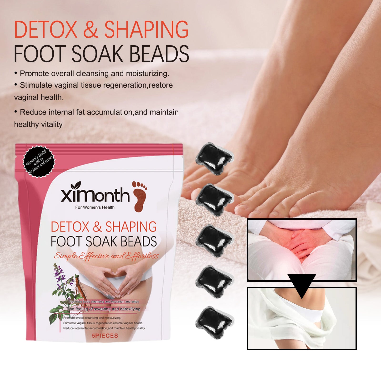 Detox Foot Soak Beads, Clean Body Odor Relieve Itching Discomfort Moisturize Cold Foot Bath Gel