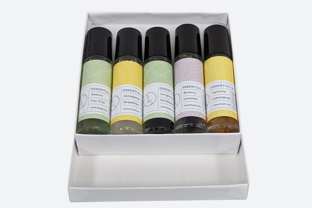 Set of Essential Oils Roll-On with Crystals [Lizush] *Made in USA*
