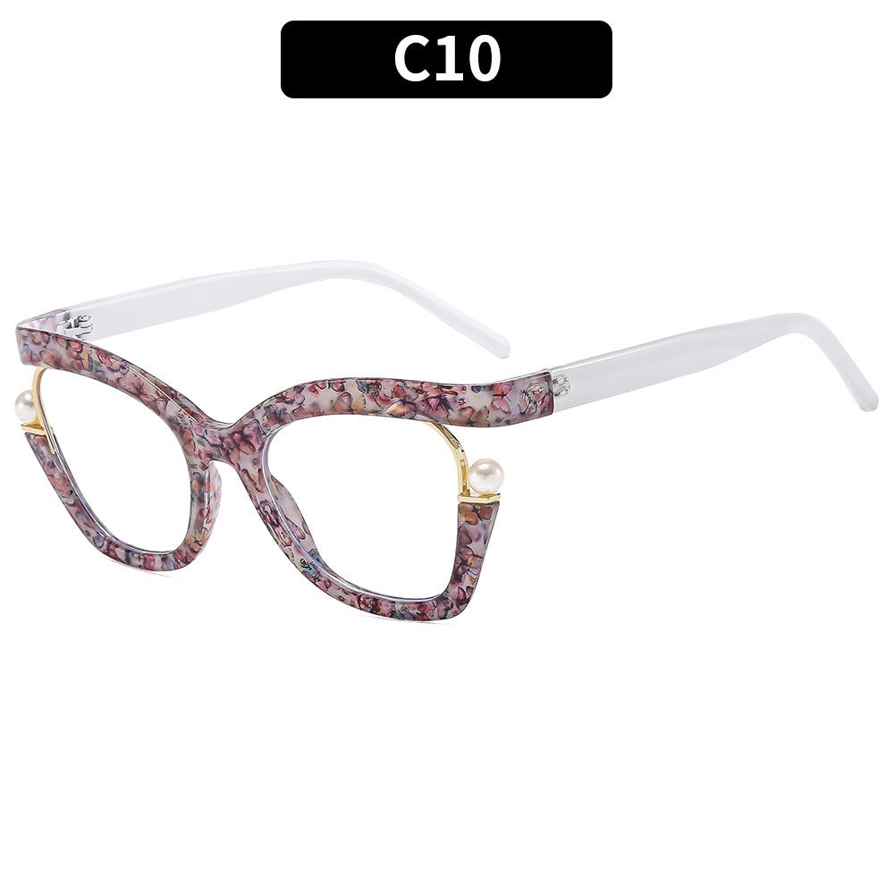 Anti-blue Light Women's Thick Pearl Glasses