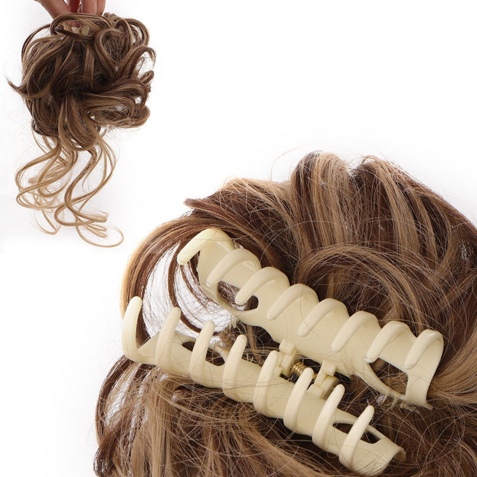 Messy Curly Hair Bun Clip Hair Extensions Claw Clip