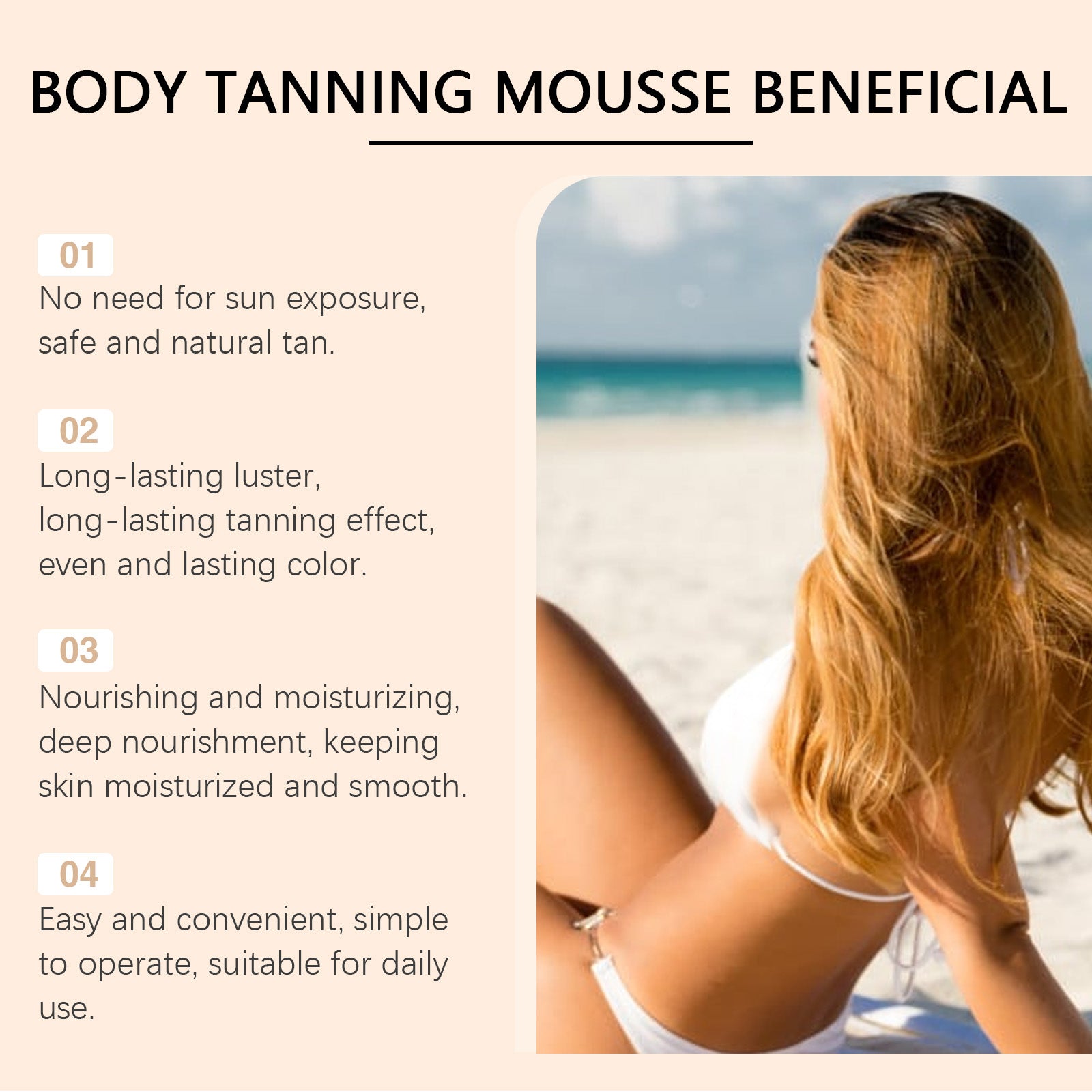 Self Tanning Body Mousse, Moisturizes And Evenly Darkens Skin Tone