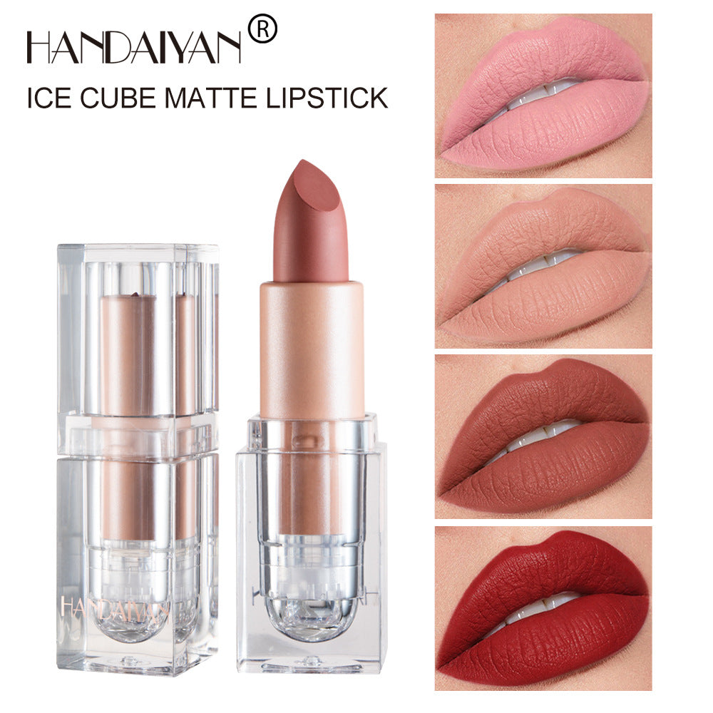 Silky Ice Cube Matte Lipstick 12 Color Lipstick Nude Long Lasting Colors