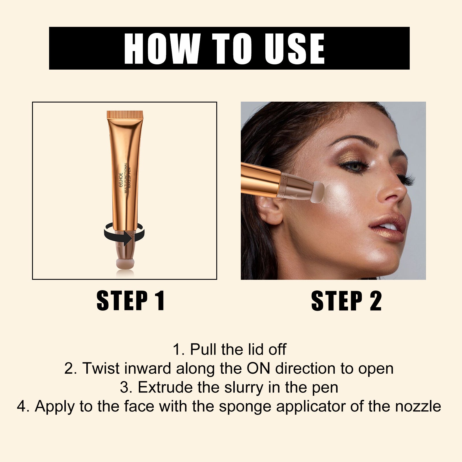 Multifunctional Face Makeup Sponge Pen, Highlighting Blush Bronzer Natural Liquid Contour Blending Stick