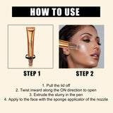 Multifunctional Face Makeup Sponge Pen, Highlighting Blush Bronzer Natural Liquid Contour Blending Stick