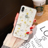 Real Pressed Dried Flowers Phone Case For iPhone XS Max XR 6 6s 7 8 Plus X Silicon TPU Clear Floral Cover