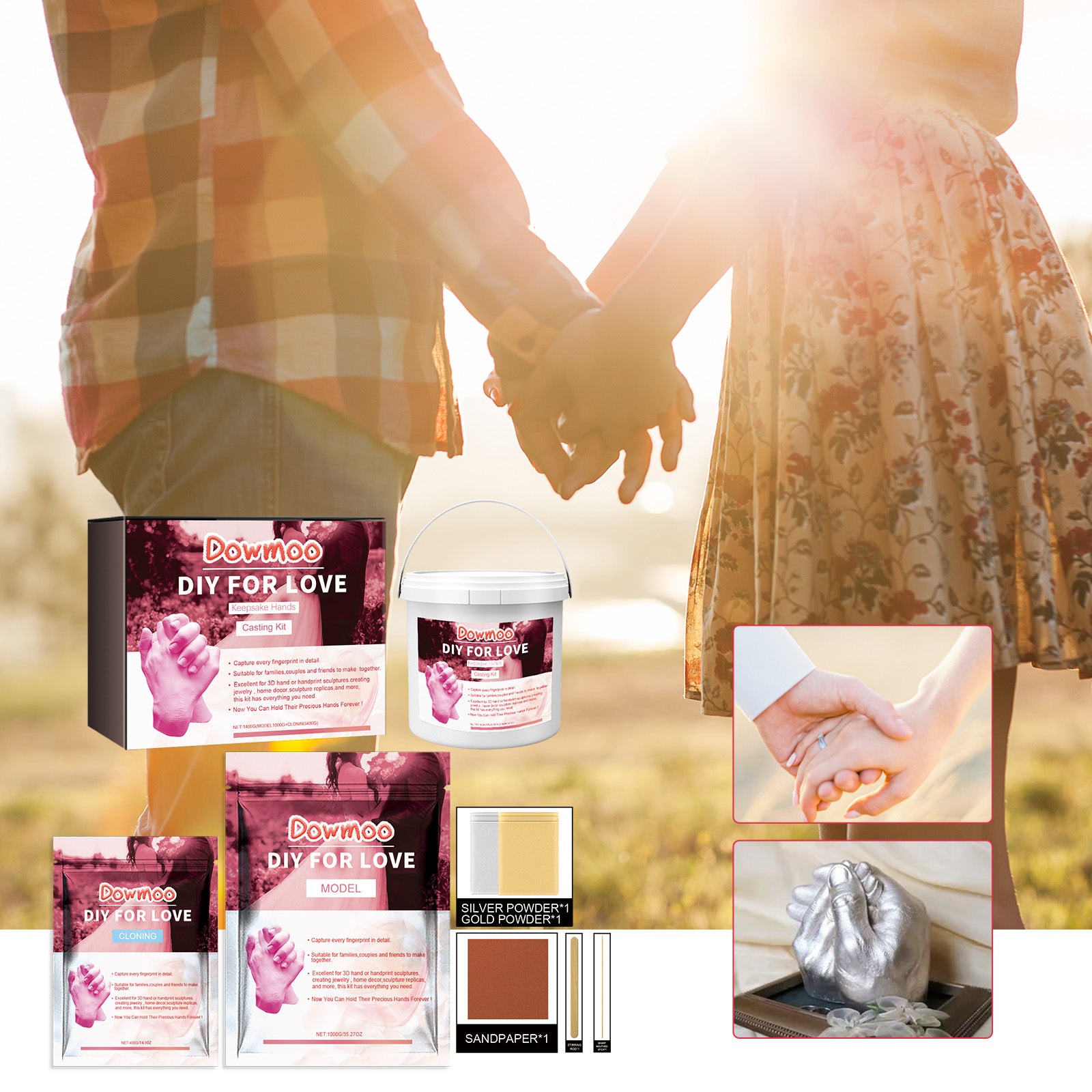 Couples Hand Model Clone Powder, DIY Gift 3D Hand Model Crafts Creative Home Decoration