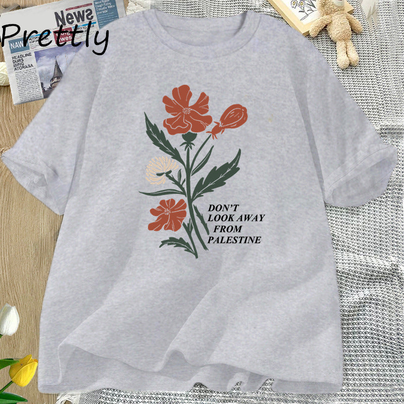 Don't Look Away From Palestine Flowers T-shirt
