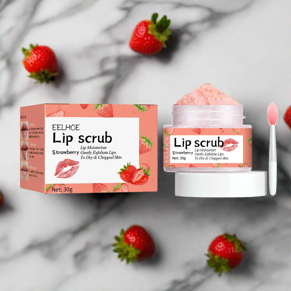 Strawberry Lip Scrub, Moisturize Lips, Prevent Dry Cracked Skin