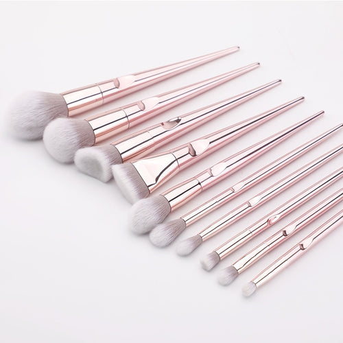 10 Pcs Classy Chrome Eye Makeup Brushes Set Eye Shadow Eyebrow Sculpting Power Brushes