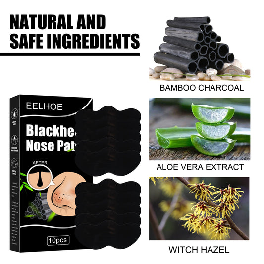 Blackhead Nose Patch, Bamboo Charcoal Remove Blackhead Acne Tear Nose Mask Patch