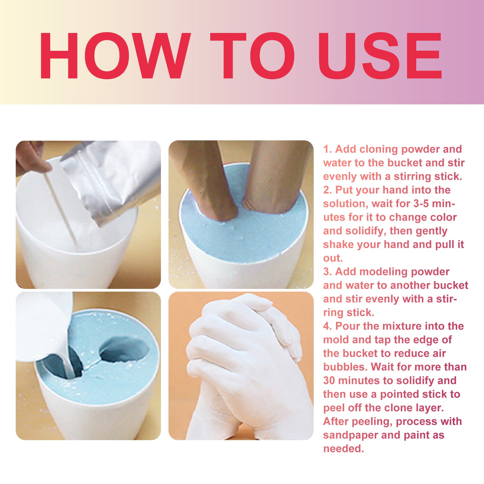 Couples Hand Model Clone Powder, DIY Gift 3D Hand Model Crafts Creative Home Decoration
