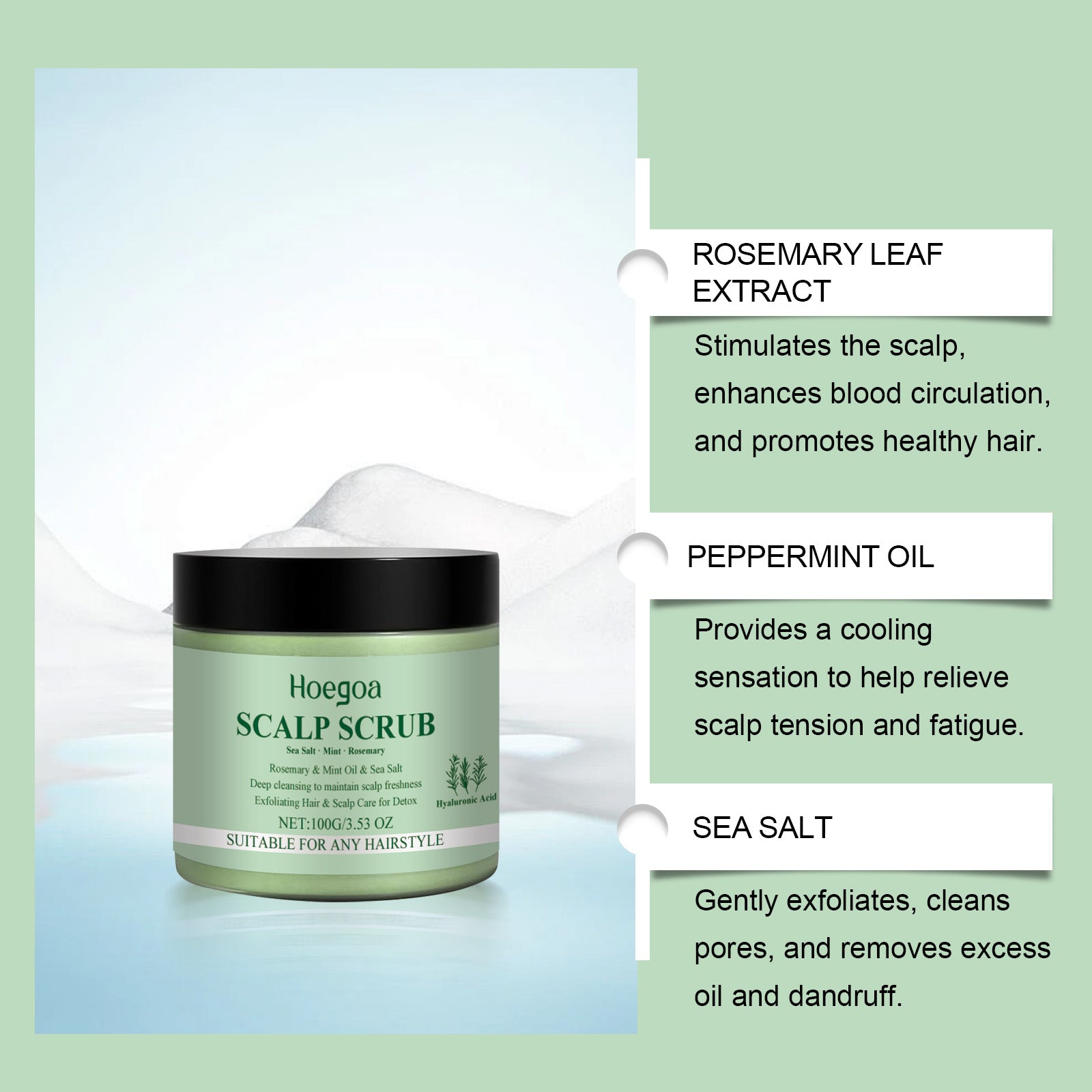 Rosemary Scalp Scrub with Brush, A Gentle, Cleansing, Moisturizing, Refreshing And Soothing Scalp Scrub