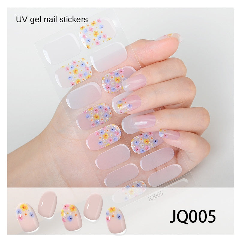 Gel Nail Art Patches Semi-Cured UV Light Nail Stickers Waterproof 16 Patch Sets with Many Designs Halloween Christmas Nail Art
