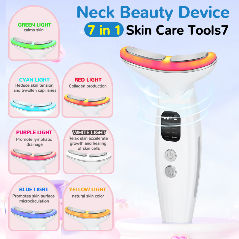 7-Color Light Beauty Tool Screen Display Neck Facial Massage Instrument Wrinkle Auxiliary Tool