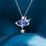 Starry Sky Galaxy Moon Diamond Star Pendant Necklace
