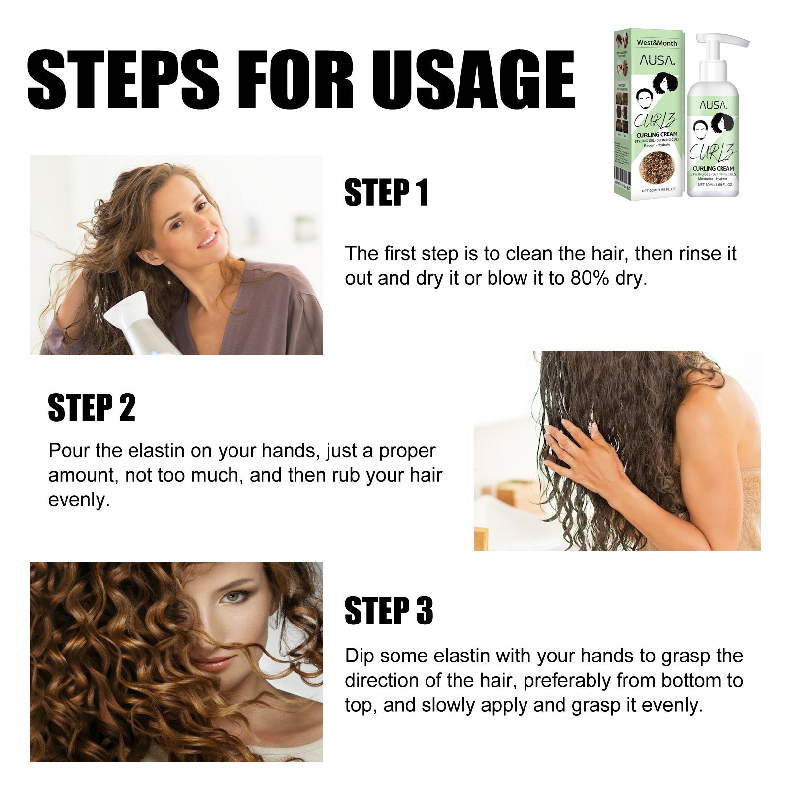 Curly Hair Styling Cream, Moisturizing Curly Hair Styling Fluffy Strong Hair Keratin Smoothing Frizz