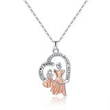 Mother & Daughter Gift Necklace "Always my mother, Forever my friend" Silver Rose Gold Zircon Figures Pendant
