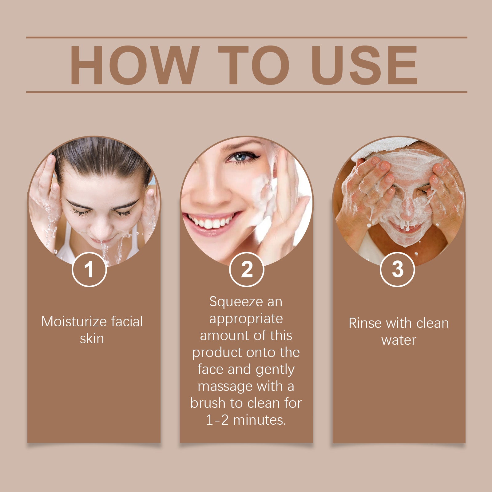 Natural Coconut Foam Cleanser, Refreshing Gentle Pore Cleanser with Brush