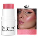 Multi Purpose Highlighting Blush Stick Matte Color Stick for Cheeks Eyeshadow Lips 6 Colors