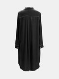 High-Low Button Up Long Sleeve Mid Length Dress