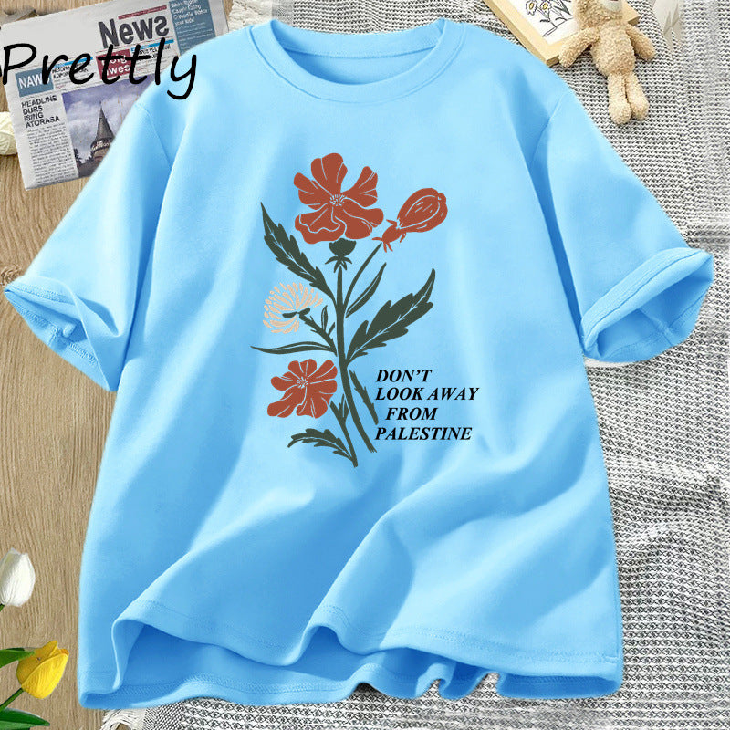 Don't Look Away From Palestine Flowers T-shirt