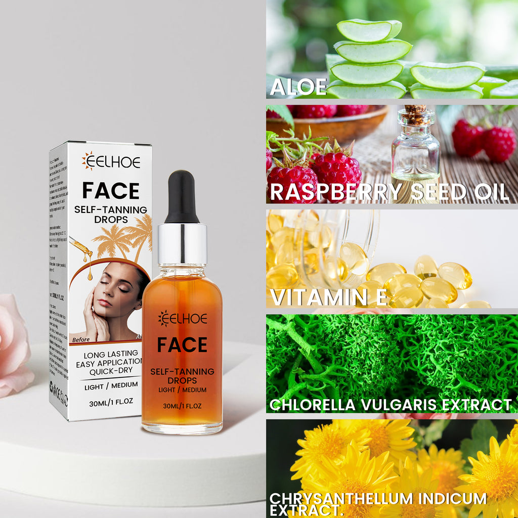 Face Self-Tanning Drops, Natural Bronzer Moisturizing Skin