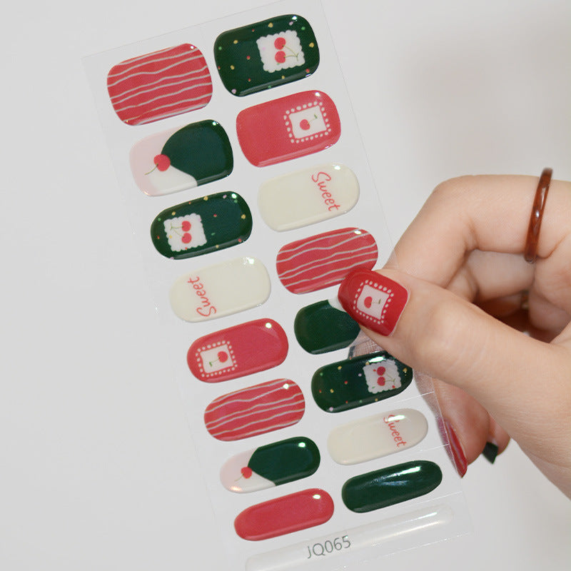Gel Nail Art Patches Semi-Cured UV Light Nail Stickers Waterproof 16 Patch Sets with Many Designs Halloween Christmas Nail Art