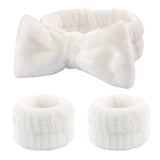 Soft Stretchy Bow Headband with Waterproof Wrist Strap Set for Face Washing