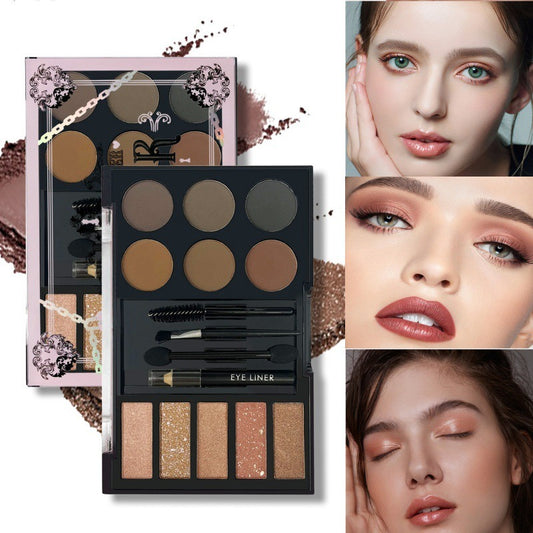 Eyeshadow and Eyebrow Powder Palette with Tools