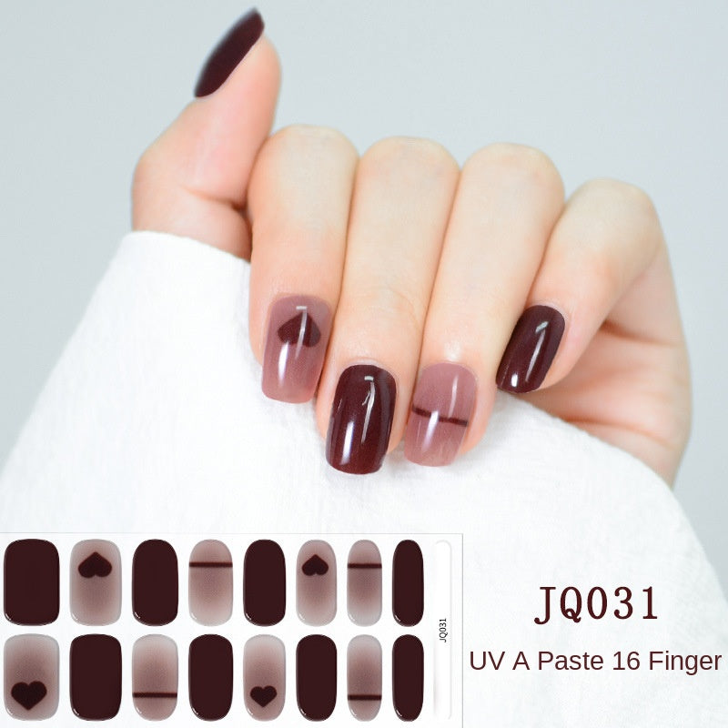 Gel Nail Art Patches Semi-Cured UV Light Nail Stickers Waterproof 16 Patch Sets with Many Designs Halloween Christmas Nail Art
