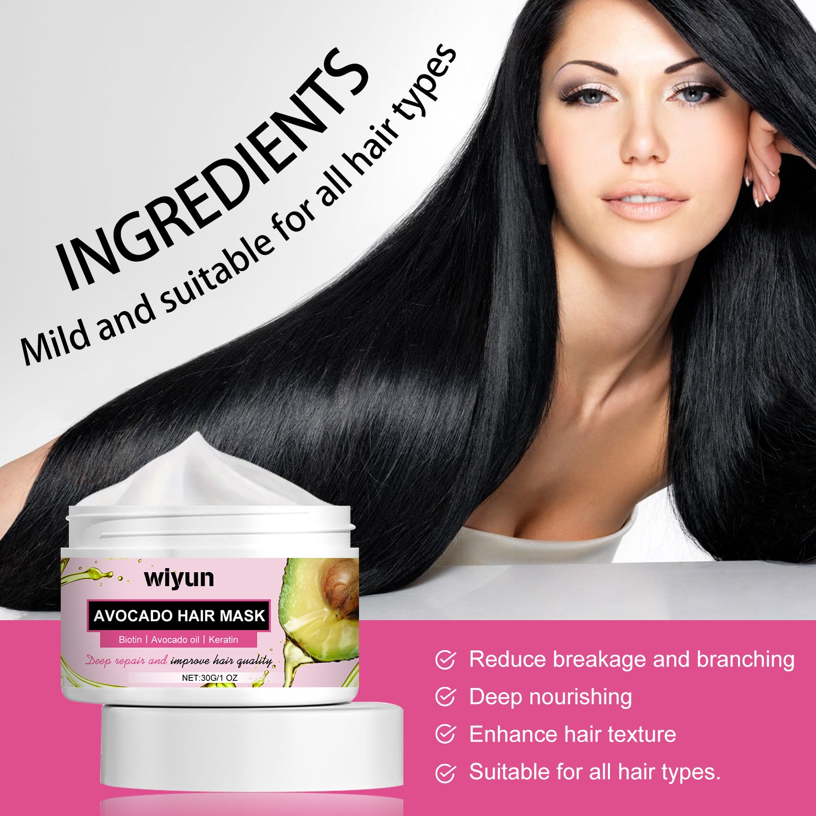Avocado Hair Mask Moist Smooth Hair Repair Damaged Hair Dry Short-Tempered Membrane