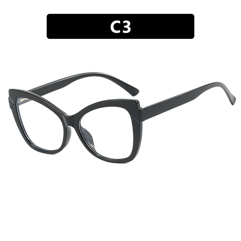 Color Block Anti Blue Light Cat Eye Glasses