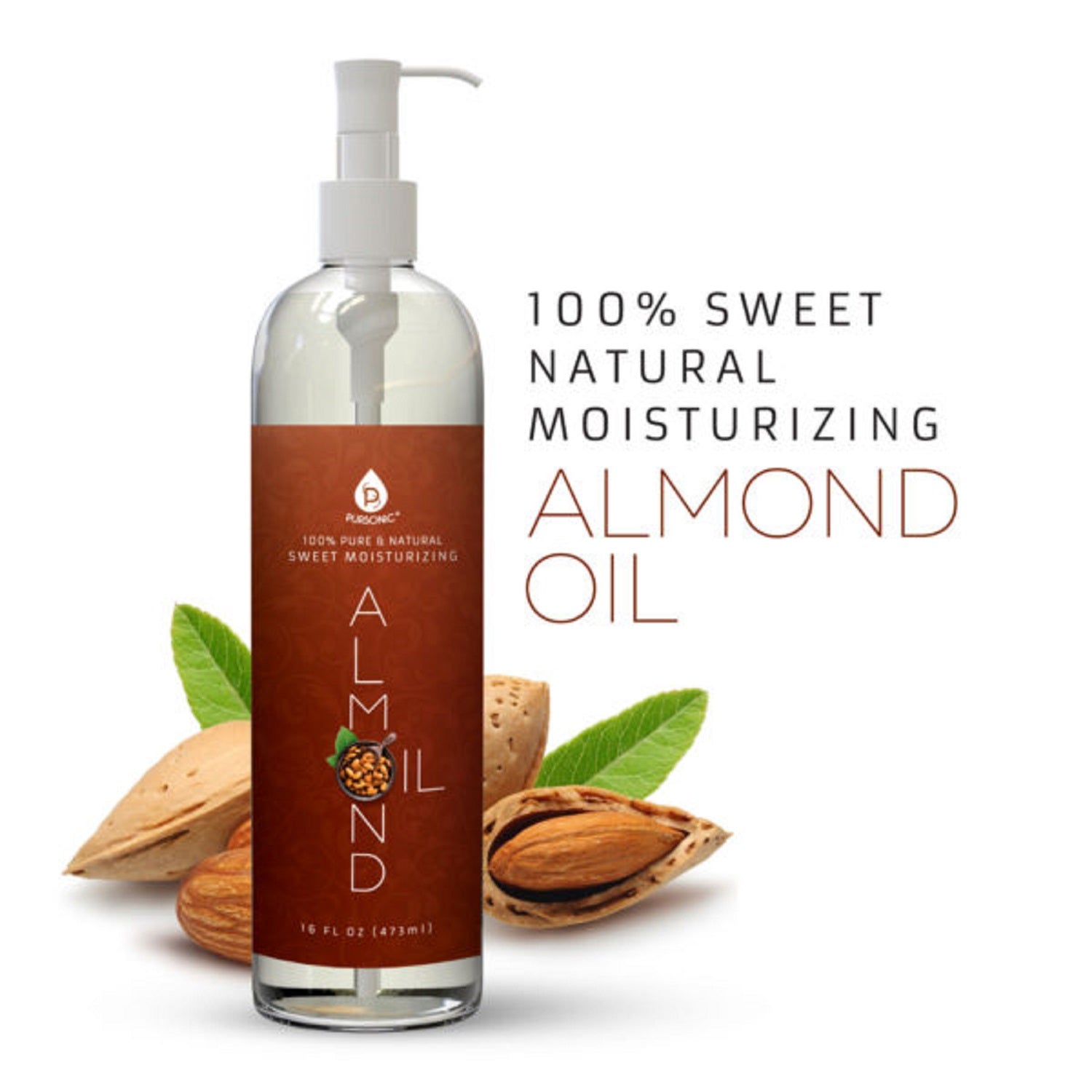 100% Pure & Natural Sweet Almond oil 16 Oz.