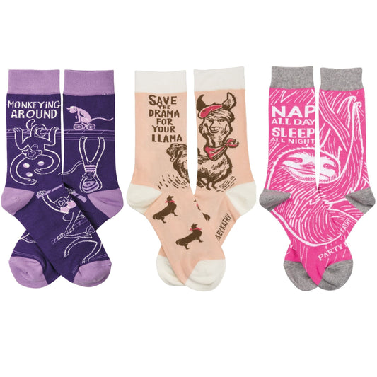 Animal Lovers Socks | 3 Pack Funny Novelty Socks with Cool Design