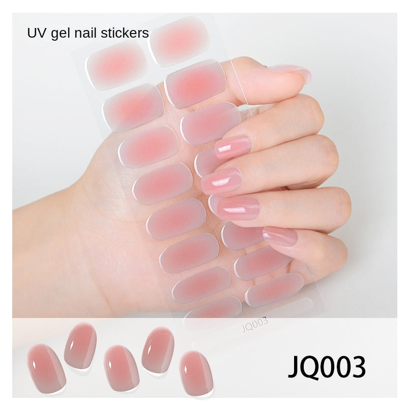 Gel Nail Art Patches Semi-Cured UV Light Nail Stickers Waterproof 16 Patch Sets with Many Designs Halloween Christmas Nail Art