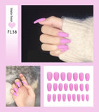 Fake Nails Set Stiletto Coffin Tips Press on Long False Nails with Glue 24 Beautiful Colors