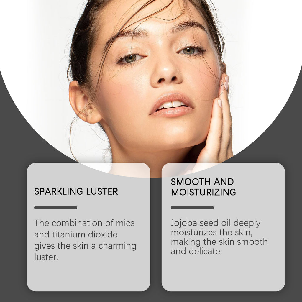 Body Shimmer Oil Moisturizer, Facial and Body Liquid Highlighter, Vitamins, Aloe, Jojoba Oil for Skin Care