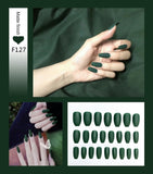 Fake Nails Set Stiletto Coffin Tips Press on Long False Nails with Glue 24 Beautiful Colors